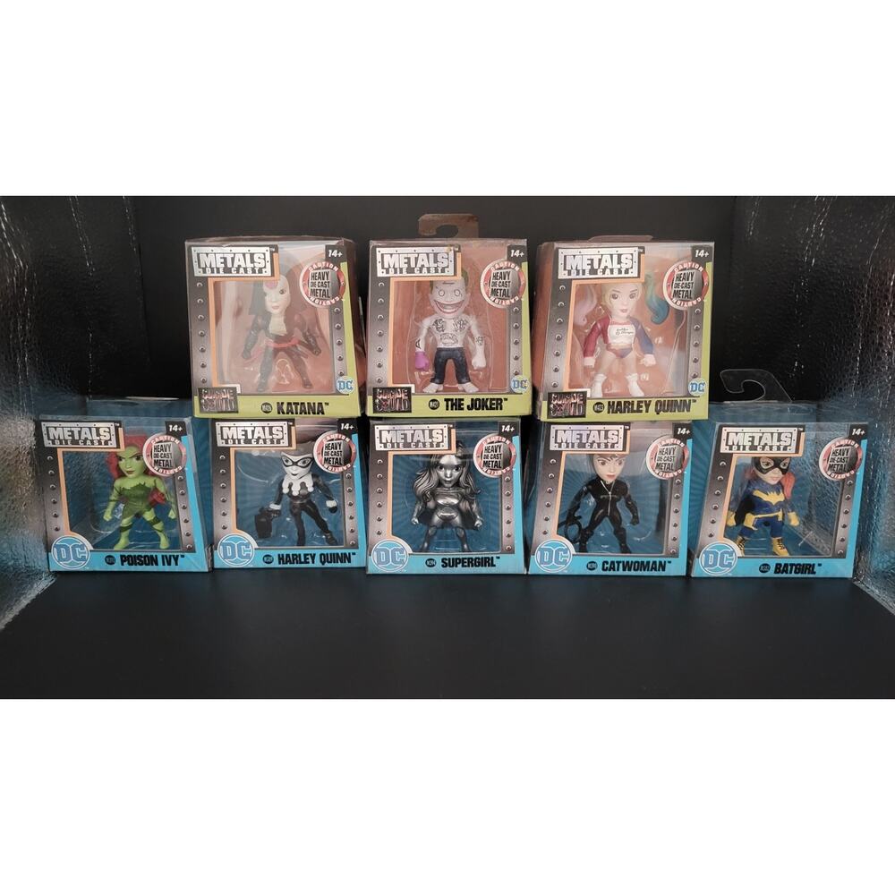 DC Metals Die Cast Figures Lot 8 Joker Harley Quinn Catwoman Batgirl...